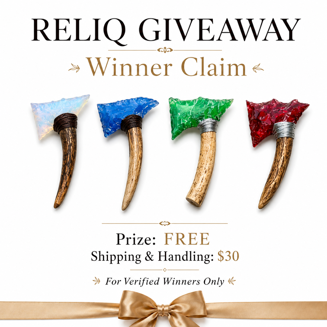 RELIQ Giveaway Winner Claim – International Shipping & Handling