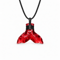 Red wing-shaped fantasy pendant on a black cord