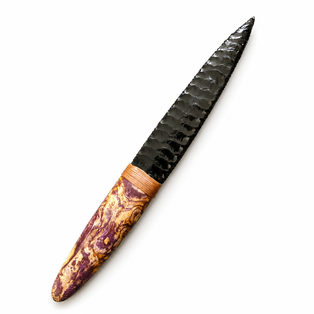 RELIQ Handcrafted Obsidian Knife – Knapped Collectible Display Blade