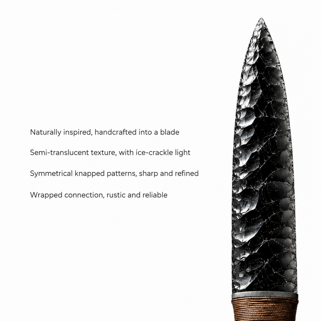 Handcrafted Obsidian Display Blade – Primitive Inspired Collectible Art Knife