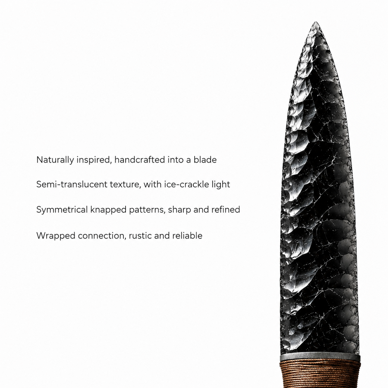 Handcrafted Obsidian Display Blade – Primitive Inspired Collectible Art Knife