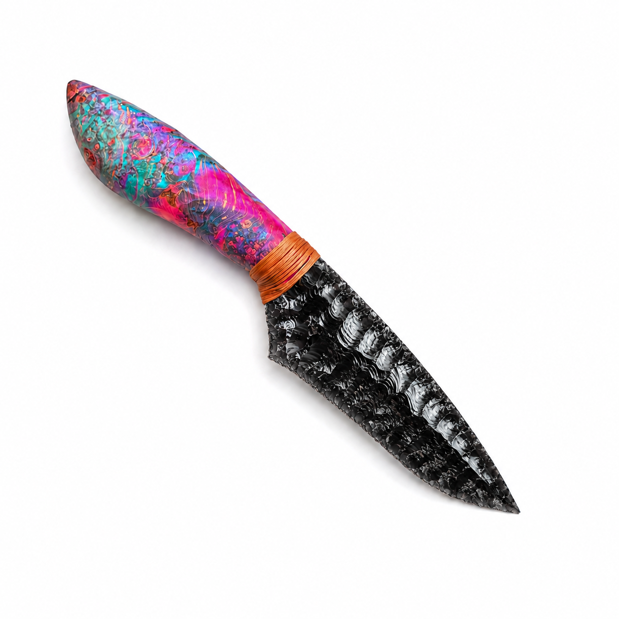 RELIQ Handcrafted Obsidian Knife – Knapped Fantasy Collectible Display Piece